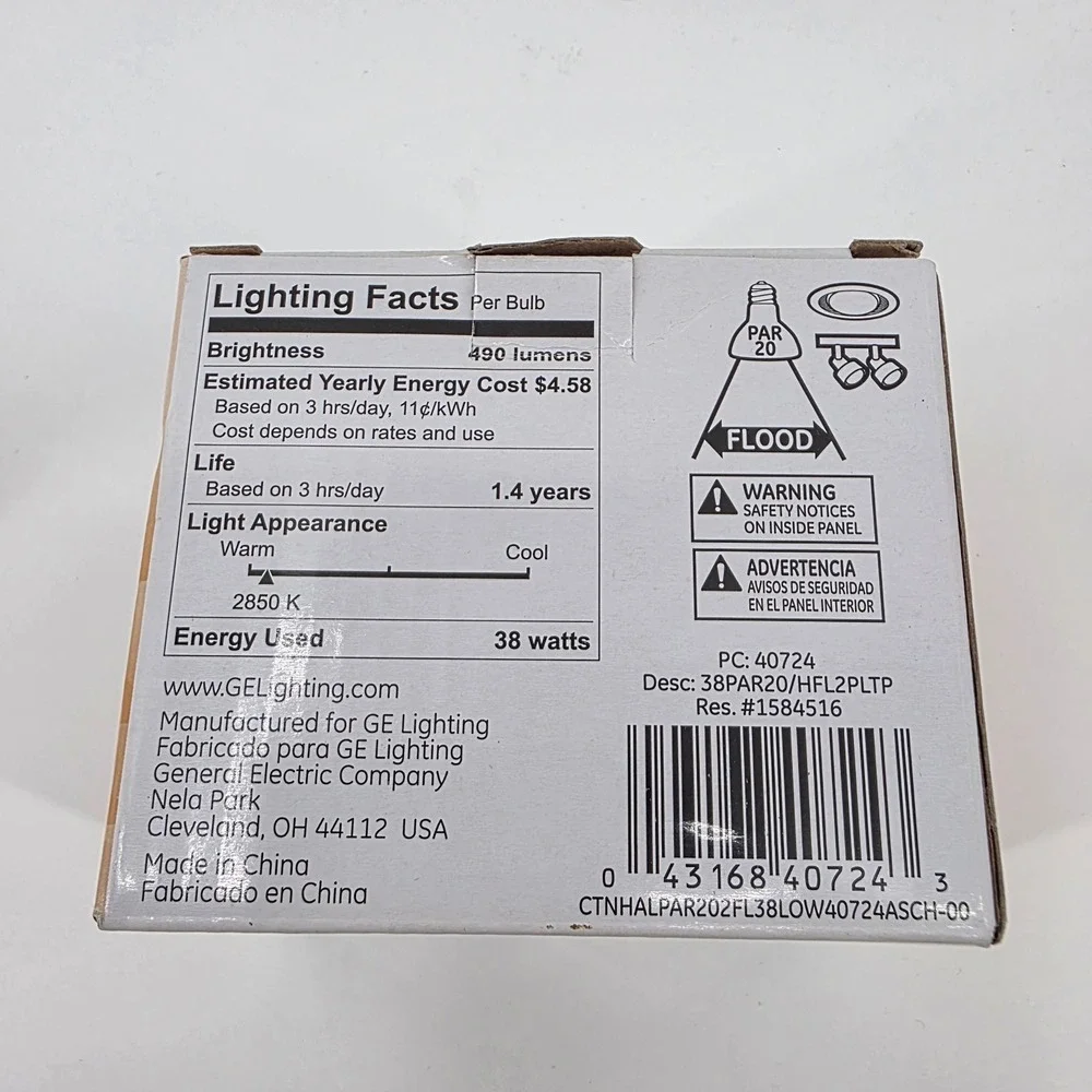 GE 38W Halogen PAR20 Indoor Floodlight Bulb 490 Lumens 2850K 40724 ONE BULB ONLY - Picture 6 of 8